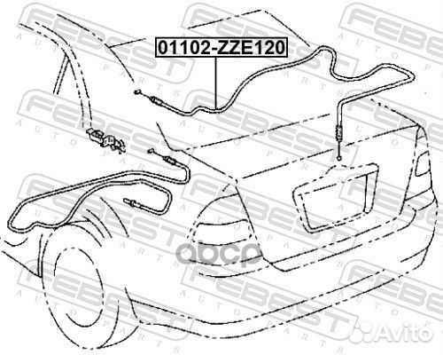 Трос крышки багажника toyota corolla 02-07 0110