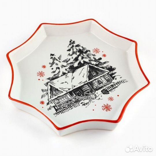 2 шт. Новый год Блюдо новогоднее керамическое 'Изб