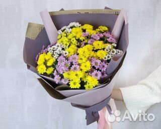 Букет из 15 кустовых хризантем Сантини микс