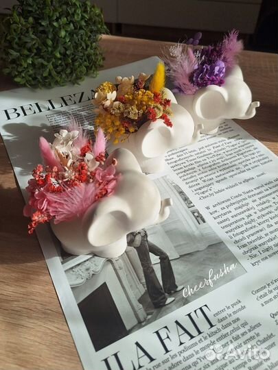 Кашпо с сухоцветами, сухоцветы в кашпо