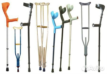 Костыли подмышечные, подлокотные, трости, ходунки