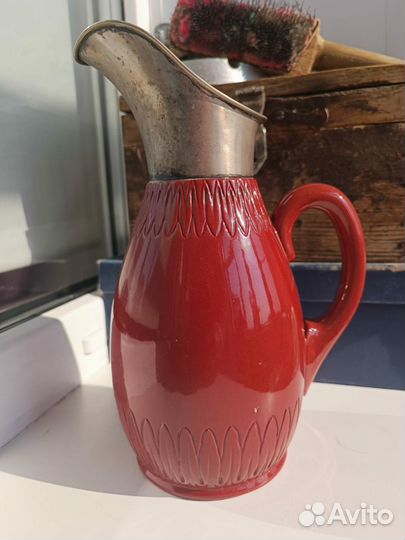 Кувшин 19 в. серебро 800 пр. керамика