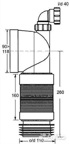 Гофра для унитаза mrwc-F33PD (L260 - 540 мм)