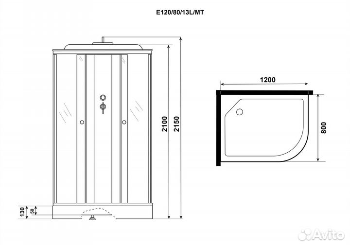 Душевая кабина Niagara Eco E120/80/13L/MT (120х80х215)