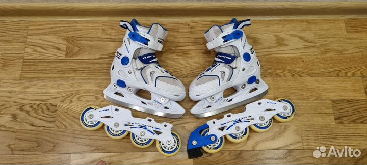 Ролики - Коньки ледовые Flexter, раздвиж. 29-32
