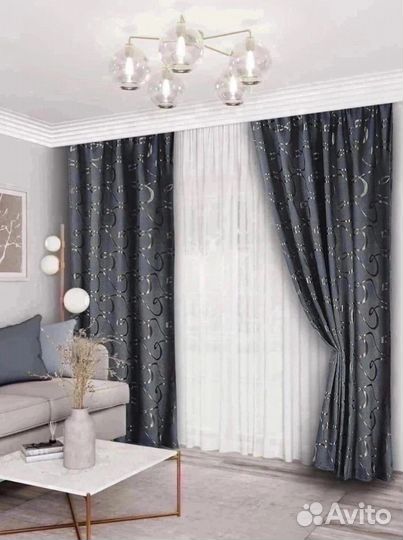 Готовые шторы. Набор штор блэкаут рогожка