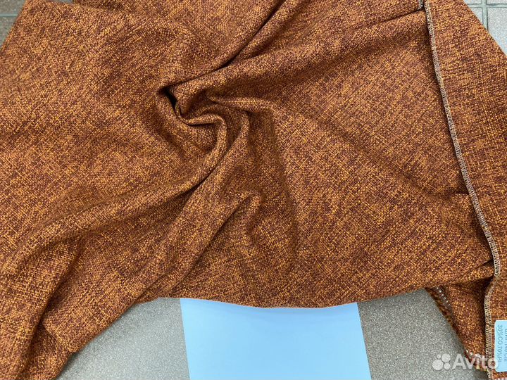 Ткань мебельная, рогожка, кирпичный цвет, 750г/м