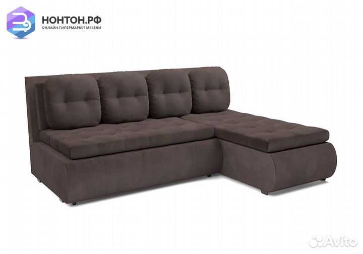 Угловой диван дельфин Кормак микровельвет коричнев