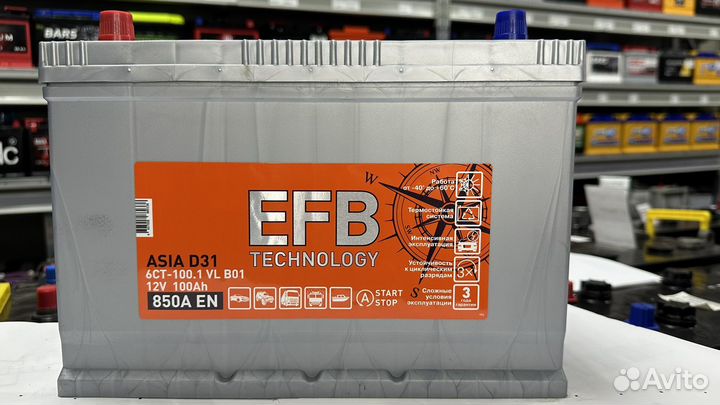 Аккумулятор Tubor EFB 100 Ач прям 850 А