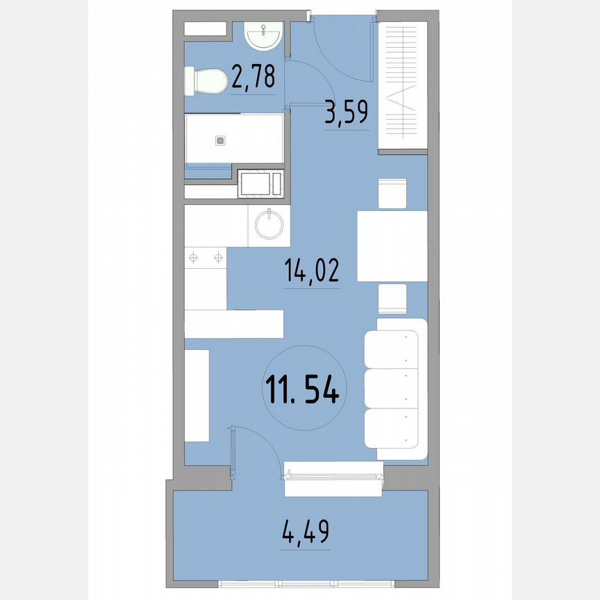 1-к. апартаменты, 25,1 м², 11/13 эт.