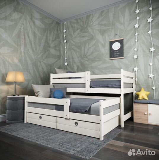 Двухъярусная детская кровать из березы