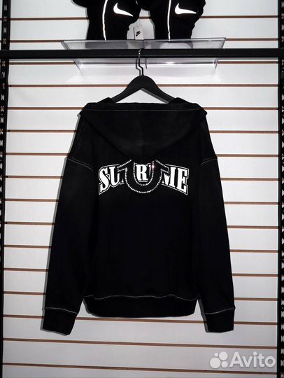 Зип худи со стразами supreme true religion