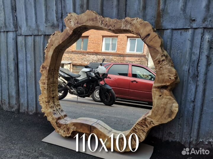 Зеркало из торцевого спила тополя