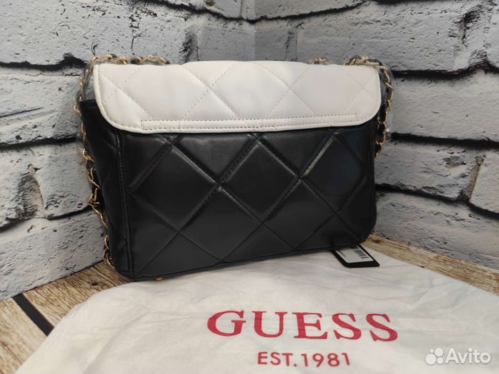 Сумка Женская Guess чёрная с белым