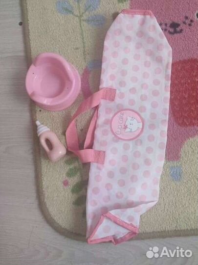 Кукла пупс ELC, кроватка, переноска и ещё