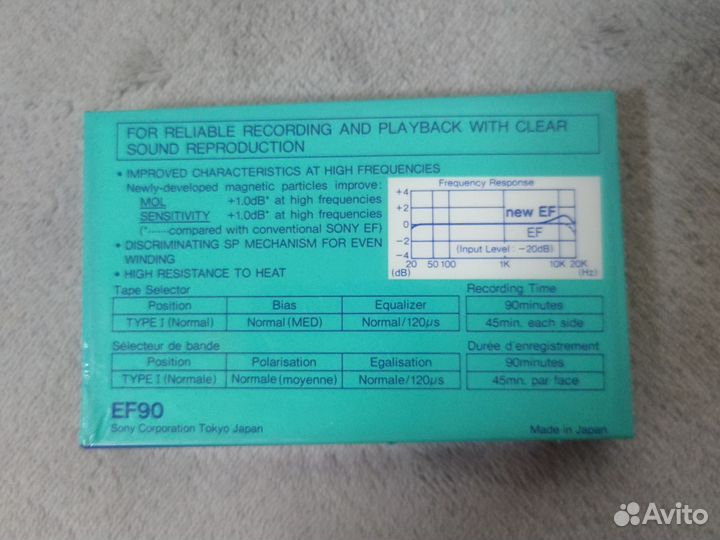 Аудиокассетa Sony EF 90 новая в упаковке