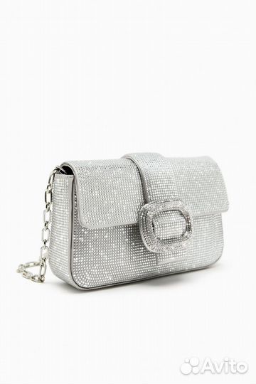 Серебряная сумка Zara со стразами