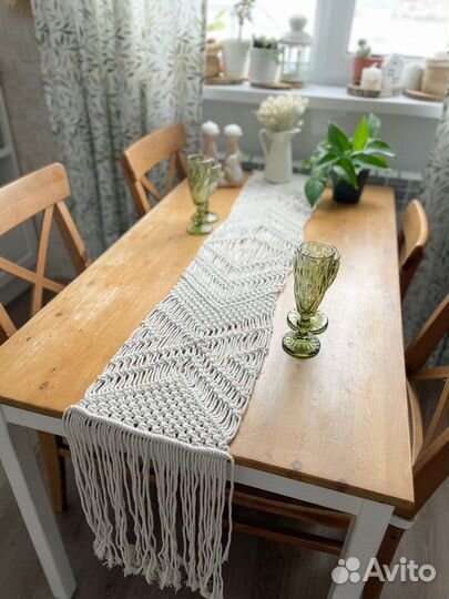Раннер, макраме скатерть (дорожка) на стол
