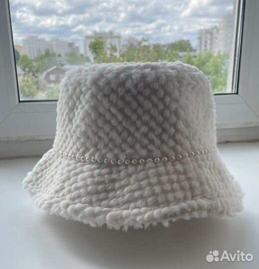 Новая женская панама из кролика с жемчугом