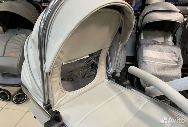 Коляска 2в1 по желанию 3в1 (Кожа серый)