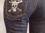 Y2K джинсы с люрексом вышивкой череп 46-48 размер