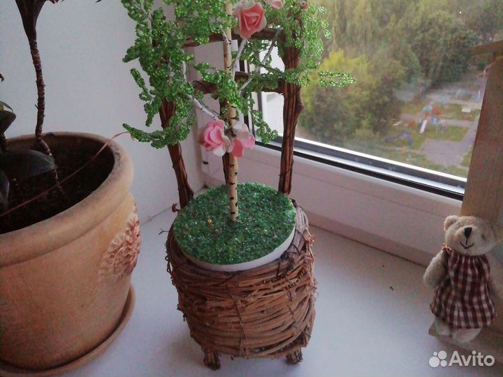 Декор горшок плетеный