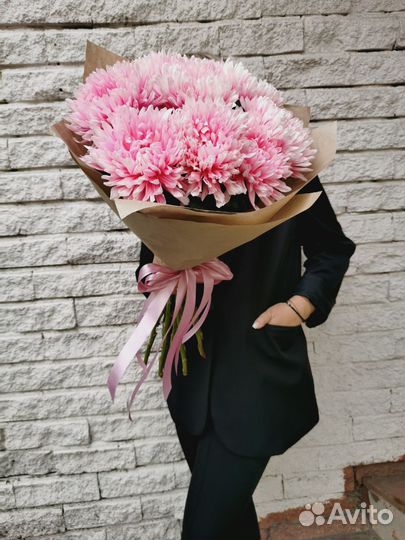 Цветы хризантема пастель, пион