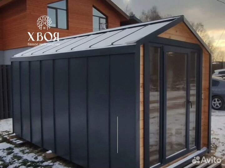 Баня 2х4 в стиле барнхаус под ключ модульная