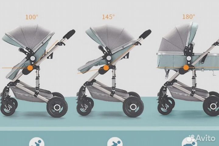 Коляска 3 в 1 с легким механизмом складывания