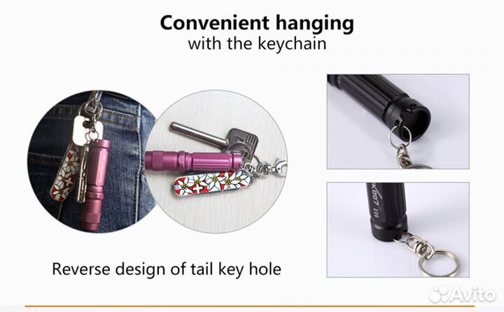 Фонарик брелок-наключник Tank007