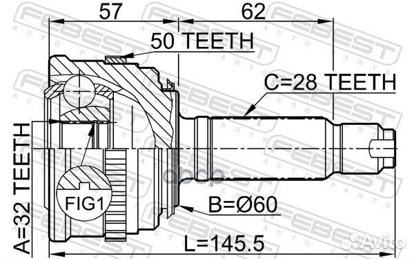 ШРУС наружный 32x60x28 (honda accord CC/CD/CE