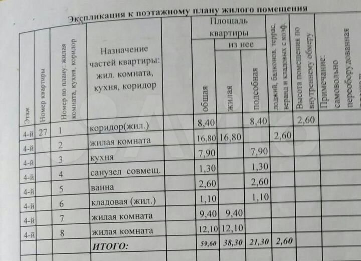3-к. квартира, 59,6 м², 4/5 эт.