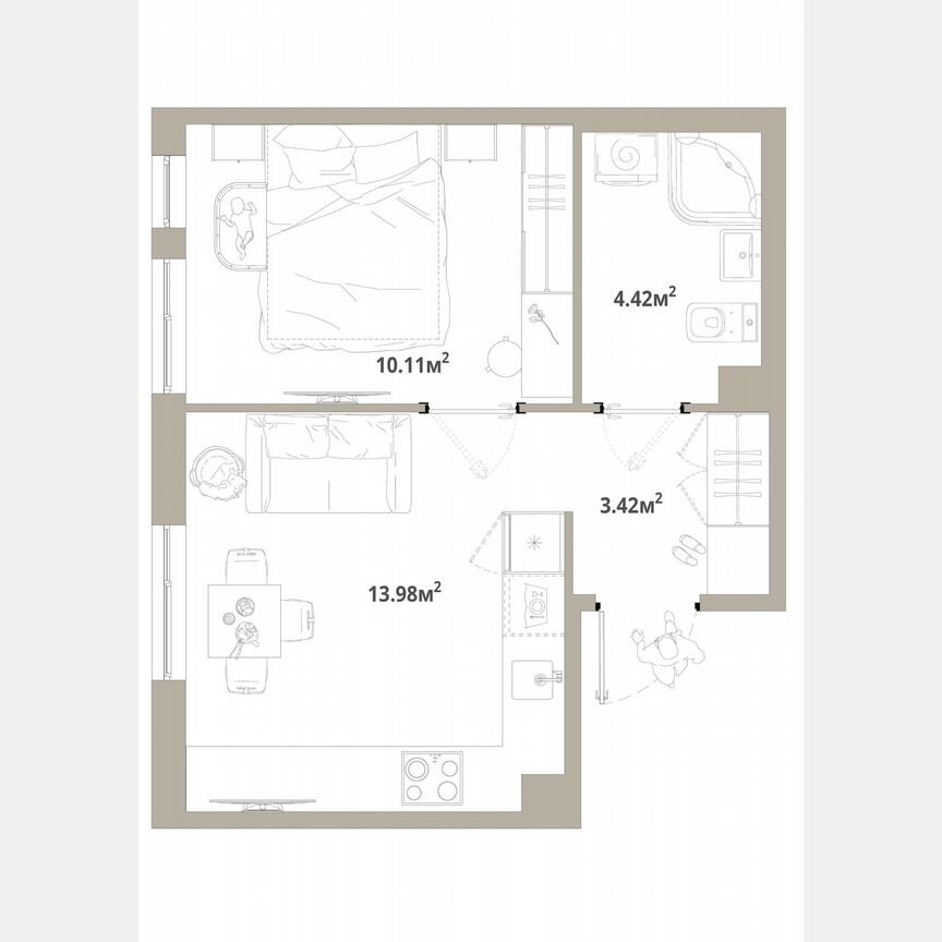 1-к. квартира, 31,9 м², 4/12 эт.