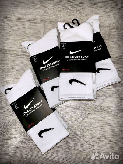 Носки nike everyday белые высокие 12 пар
