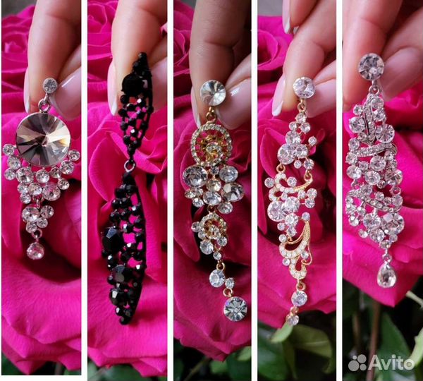 Серьги. Корея. Кристаллы Swarovski,цирконы
