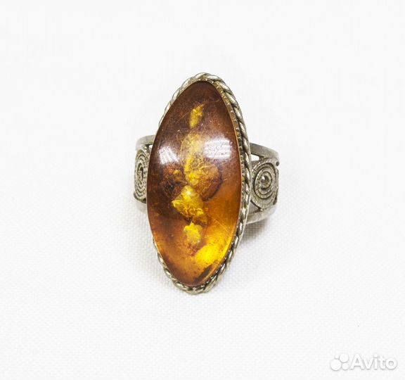 Кольцо Янтарь, скань, размер 18,5 (7)