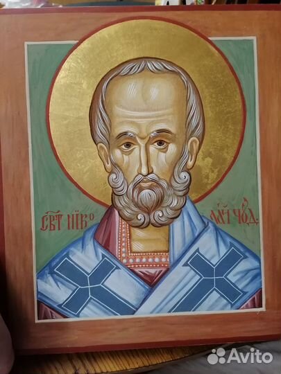 Икона святителя Николая Чудотворца рукописная