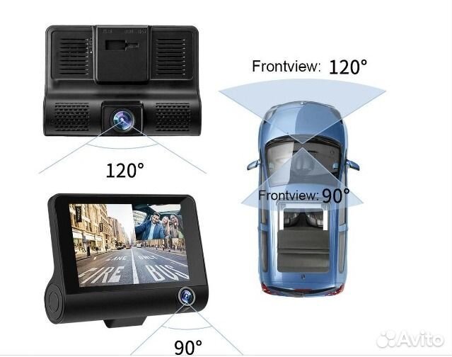 4-дюймовый видеорегистратор с 3 камерами