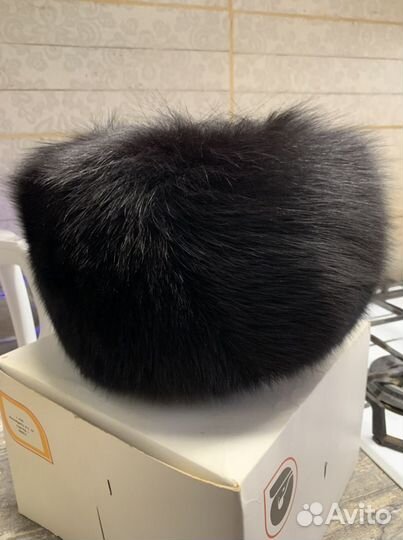 Шапка новая черная песец «Кубанка» 57 размер