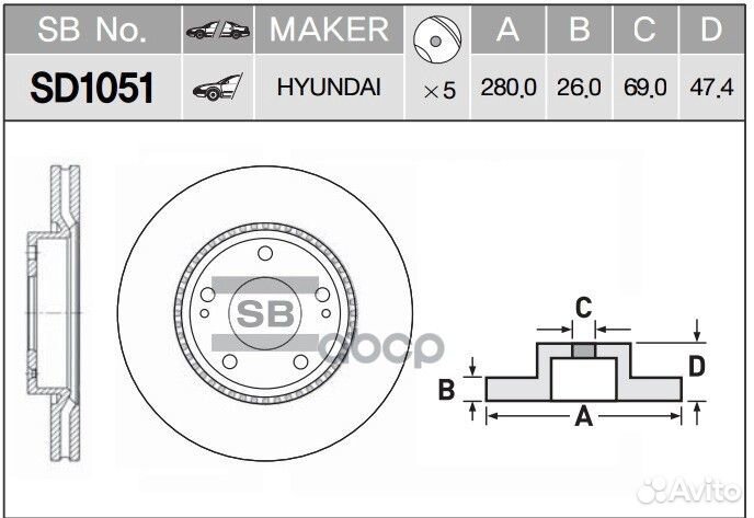 Диск тормозной hyun/KIA I30/ceed/soul/venga 07
