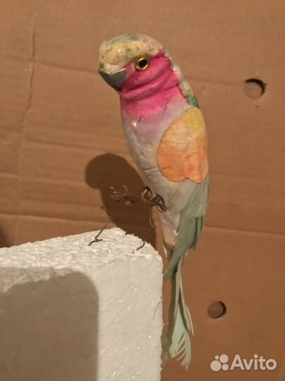 Текстильные птицы для декора попугай Розелла