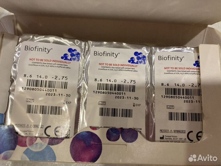 Линзы контактные Biofinity Биофинити -2,75 1мес