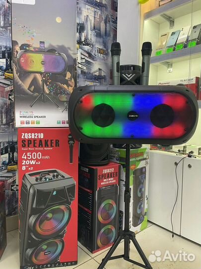 Блютуз колонка с караоке и беспров микрофоном