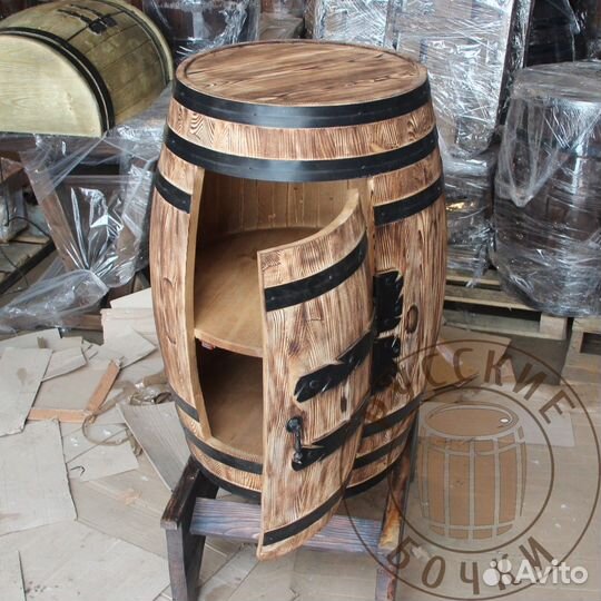 Бар-бочка барная для бутылок из дерева подарочная
