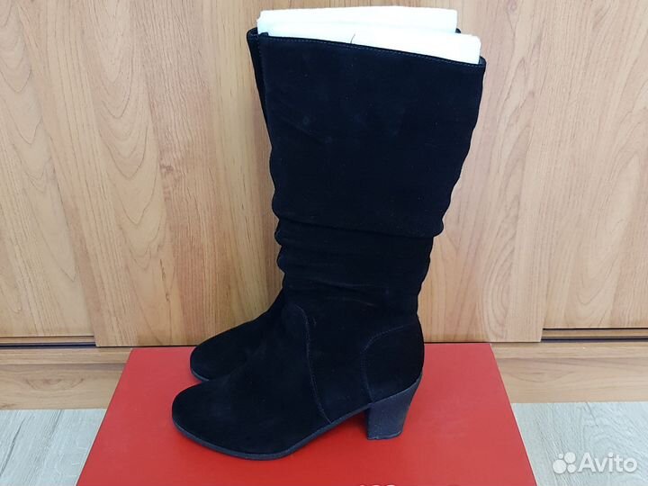 Сапоги женские зимние, черная замша
