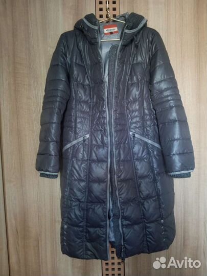 Пуховик женский длинный с капюшоном размер 56