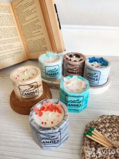 Соевые свечи в гипсовом подсвечнике