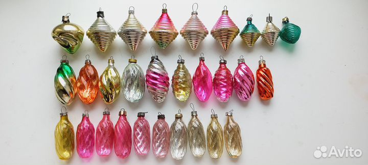 Юлы спиральки листики ёлочн. игрушки СССР на выбор