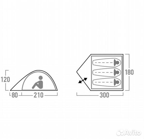 Палатка 3-местная Outventure Dome 3 (новая)