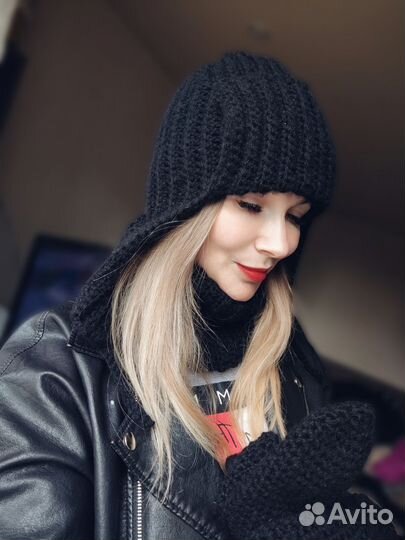 Шапка ушанка из ангоры